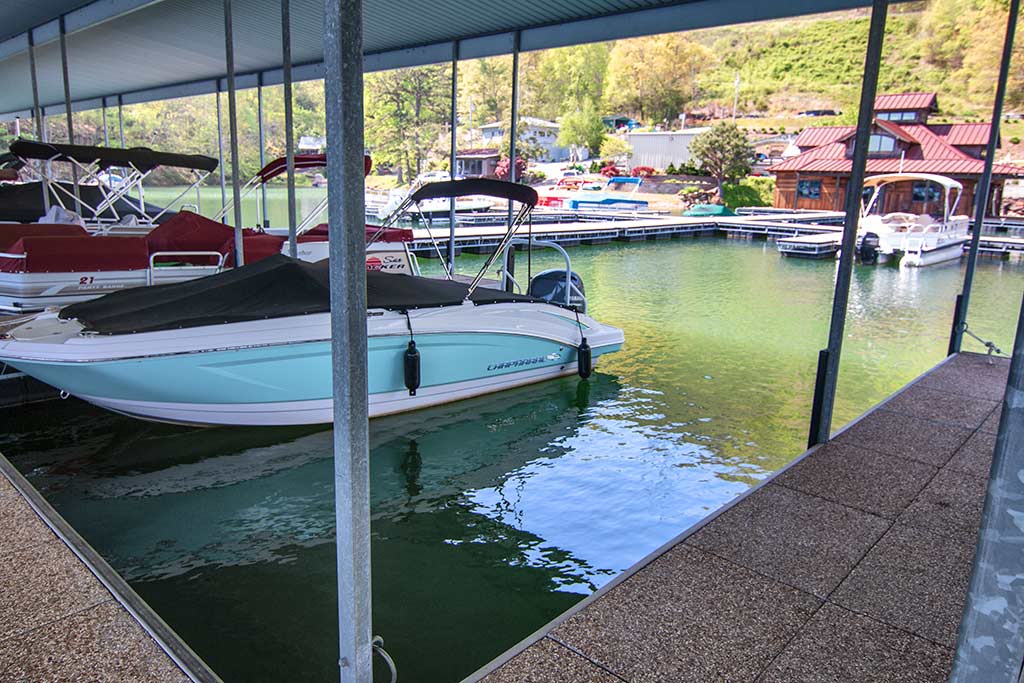 Covered boat slips on Lake Santeetlah