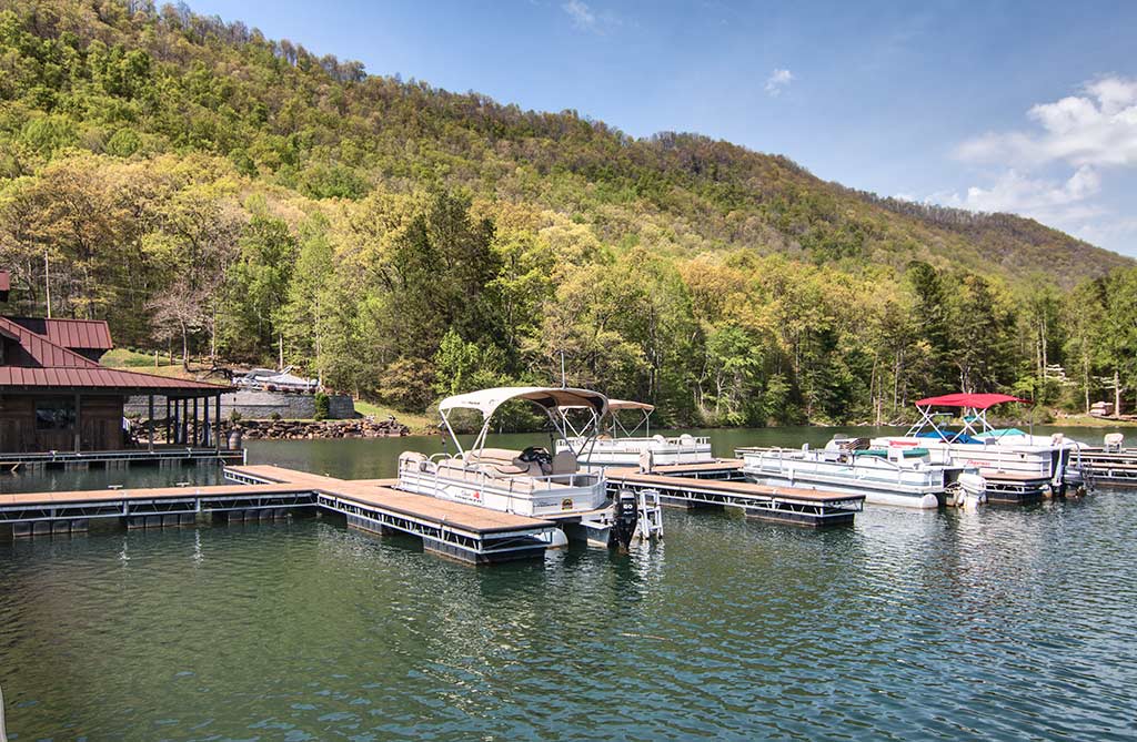 Non-covered boat slips at Santeetlah Marina